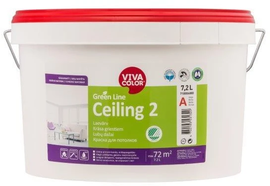 Lubų dažai VIVACOLOR Žalias LINE CEILING 2, matiniai, baltos sp., A bazė, 2,7 l