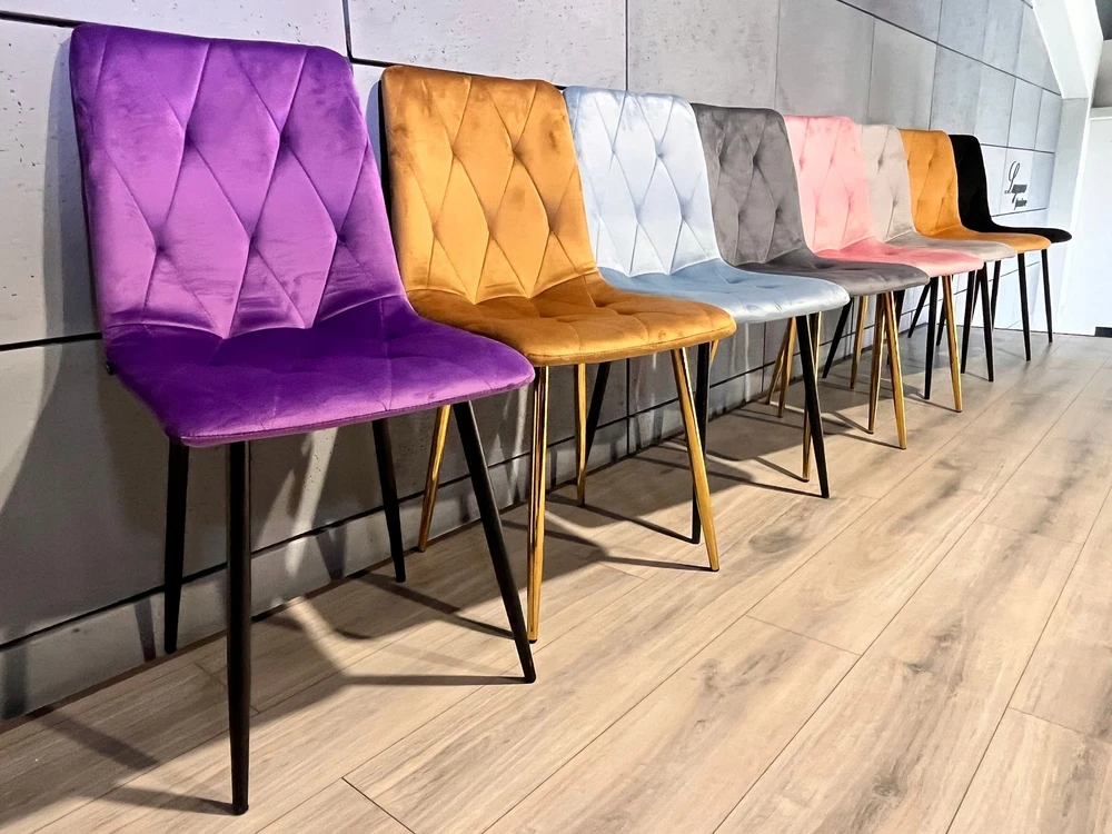 Lugano BORGO glamour dygsniuotas minkštas aksominis krėslas svetainei, virtuvei, valgomajam