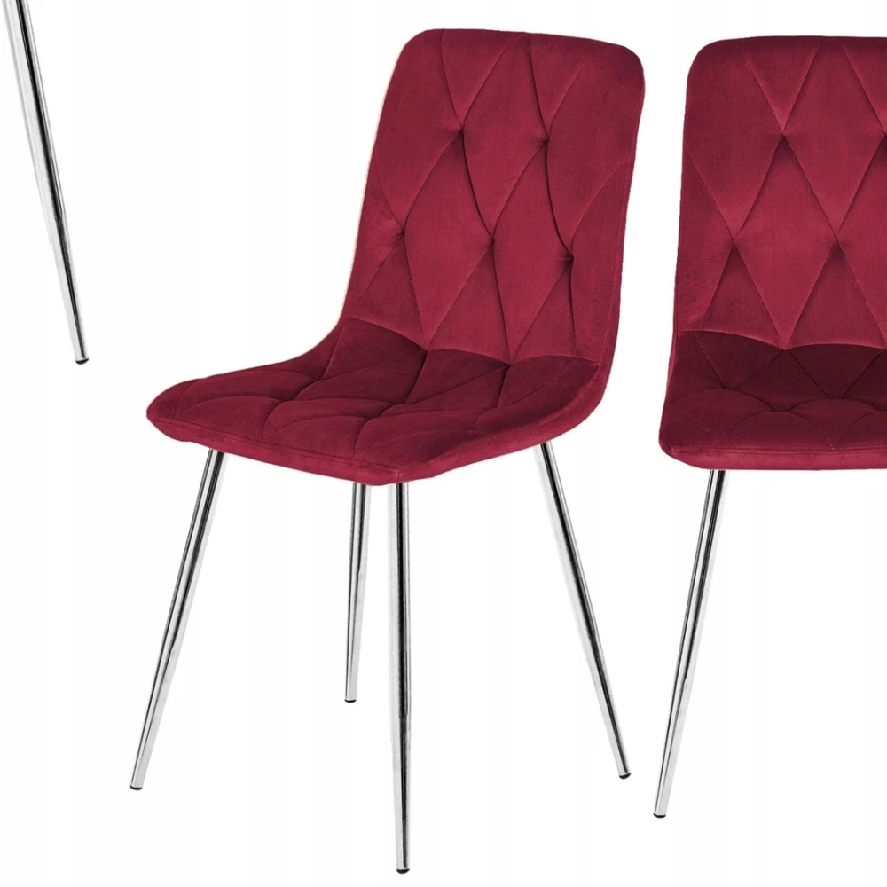 Lugano BORGO VELVET BURGUNDY Sidabrinis minkšta kėdė