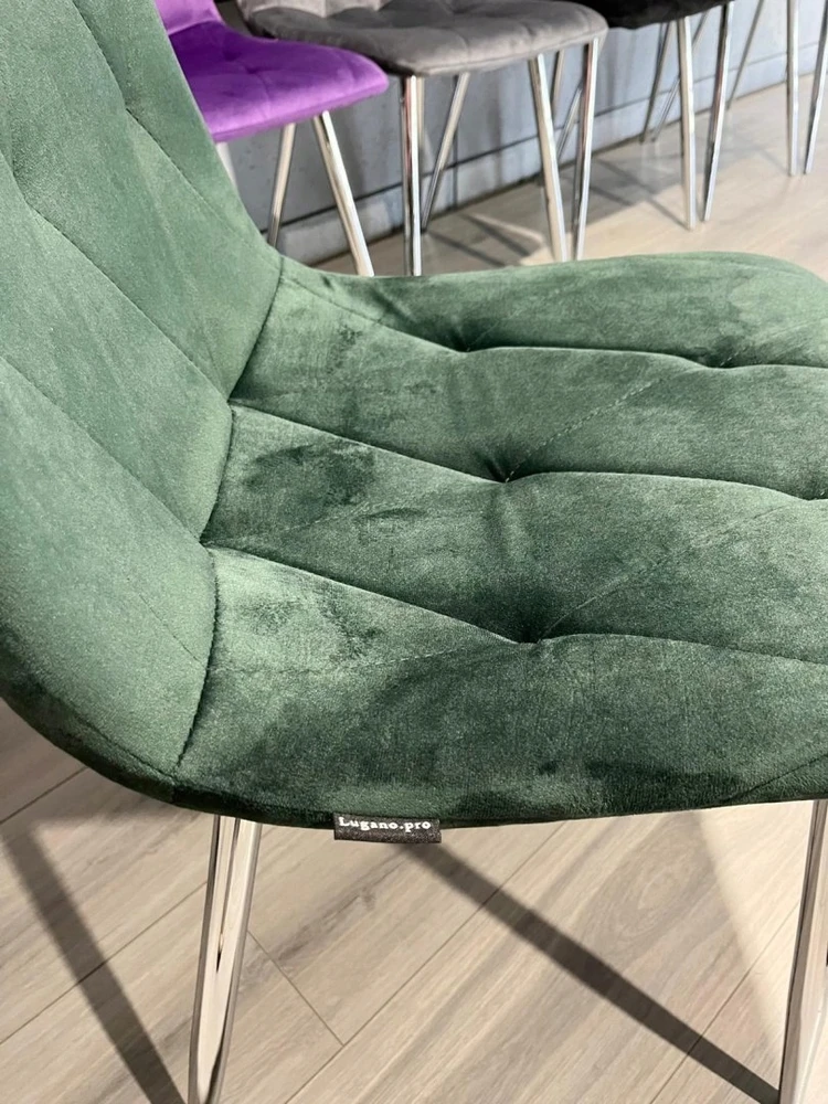 Lugano BORGO VELVET Žalias FOREST Sidabrinis minkšta kėdė