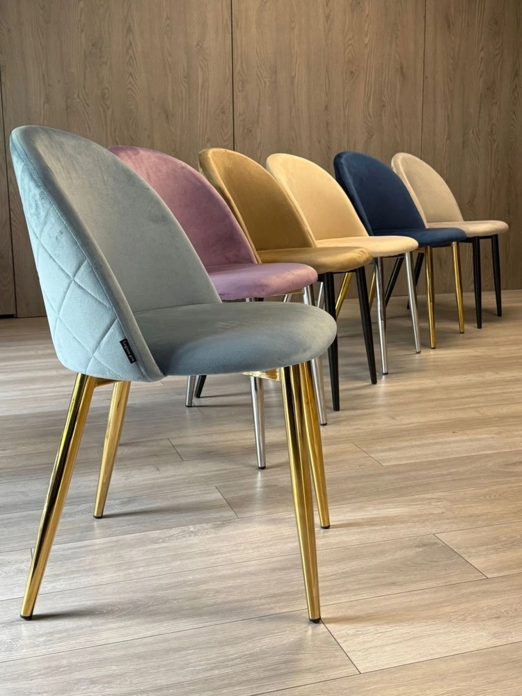 Lugano Mėlyno aksomo minkšta kėdė svetainei, virtuvei, valgomajam, GLORIA Glamou