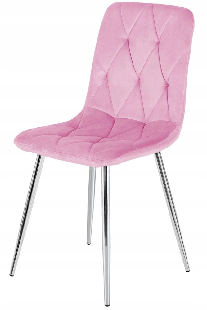 Lugano Minkštos aksominės dygsniuotos kėdės, GLAMOUR spalvos, rinkinys 4 vnt., chromas