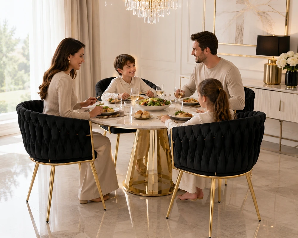 Lugano Modernus juodas "velvet" fotelis su auksinėmis kojomis