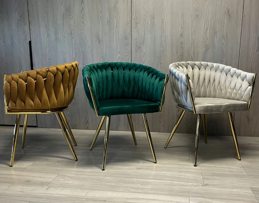 Lugano Pintas veliūrinis pilkas fotelis Glamour pintinė kėdė svetainė auksinėms kojoms