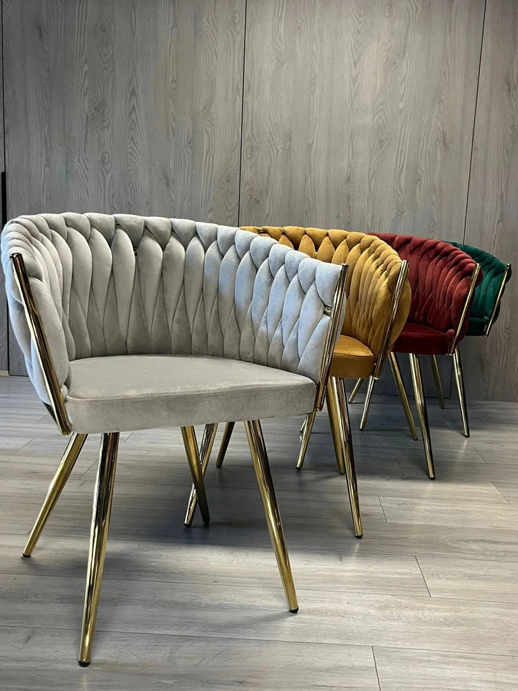 Lugano Pintas veliūrinis pilkas fotelis Glamour pintinė kėdė svetainė auksinėms kojoms