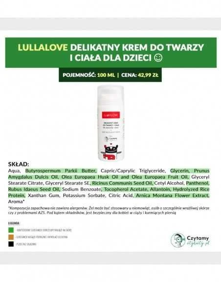 LULLALOVE švelnus veido ir kūno kremas vaikams, 100 ml