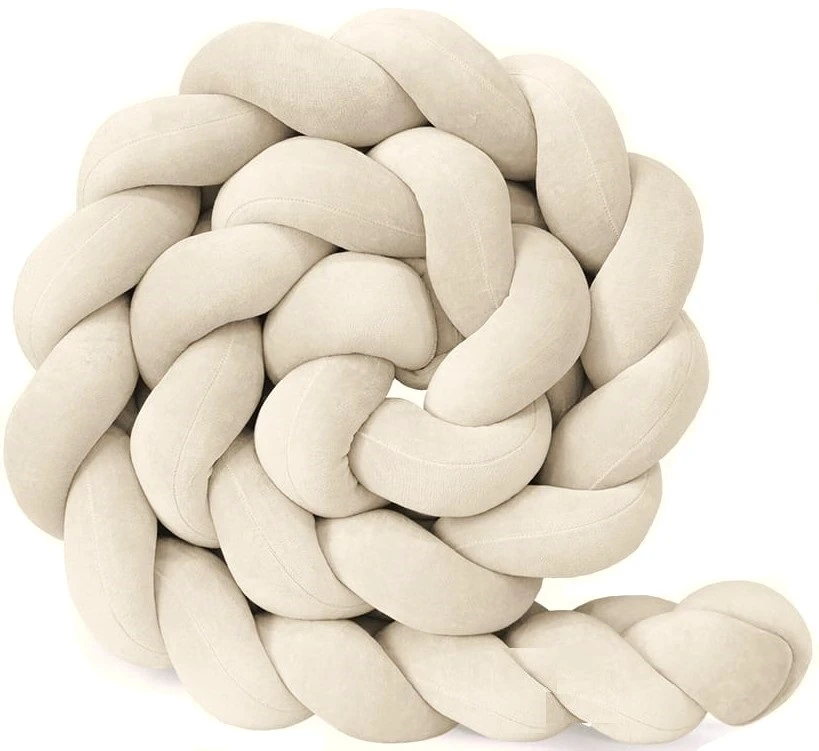 Lulumi Ochraniacz Warkocz do łóżeczka 200 cm Kreminė Light beige