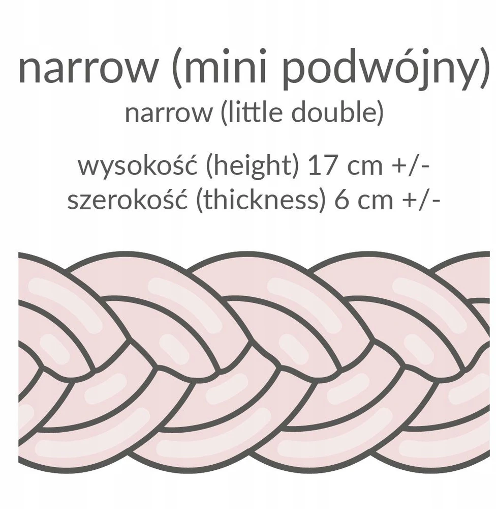 Lulumi Warkocz ochraniacz do łóżeczka Narrow 300 cm Jasny Pilka
