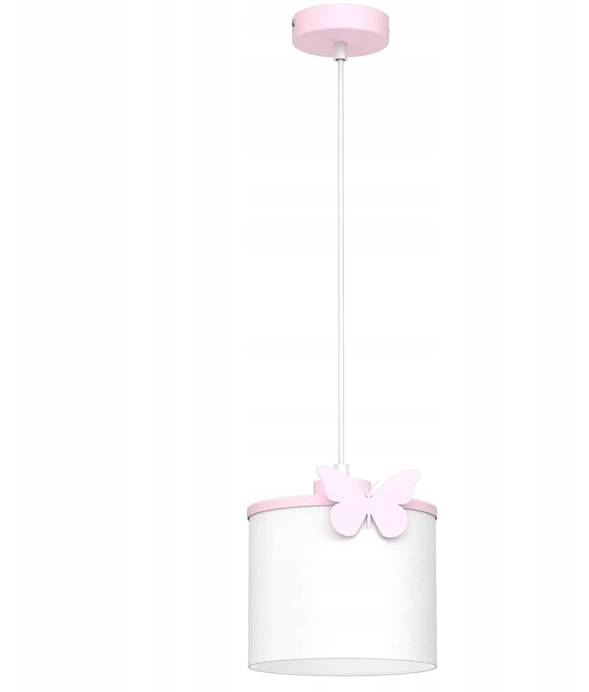Luminex Lampa Wisząca SWEET Rožinė Baltas Abażur do pokoju dziecka dziewczynki motyl