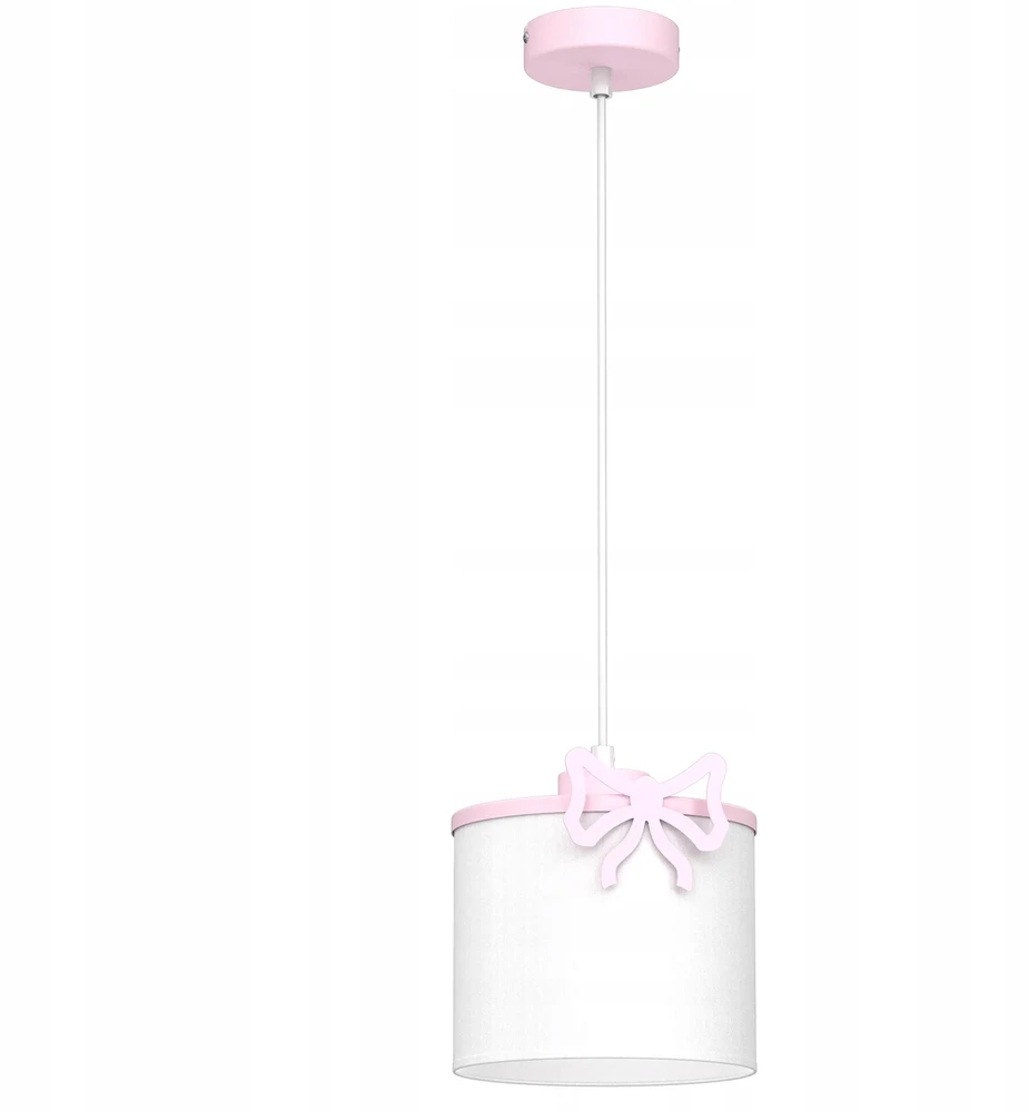 Luminex Lampa Wisząca SWEET Rožinė Baltas Abażur su kokardką pokój dziewczynki