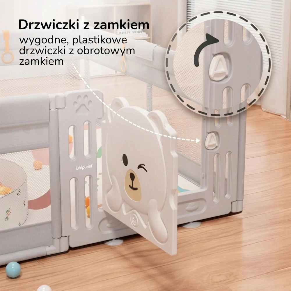 Lumpurini KOJEC DLA DZIECKA NIEMOWLĄT 150X180 BEZPIECZNY BASEN Žaidimų aikštelė Z DRZWIAMI