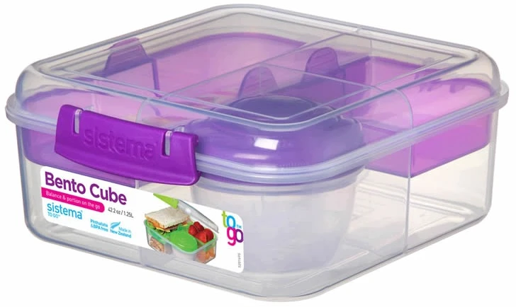 Lunch konteineris Bento Cube 1,25l SISTEMA bez BPA violetinė