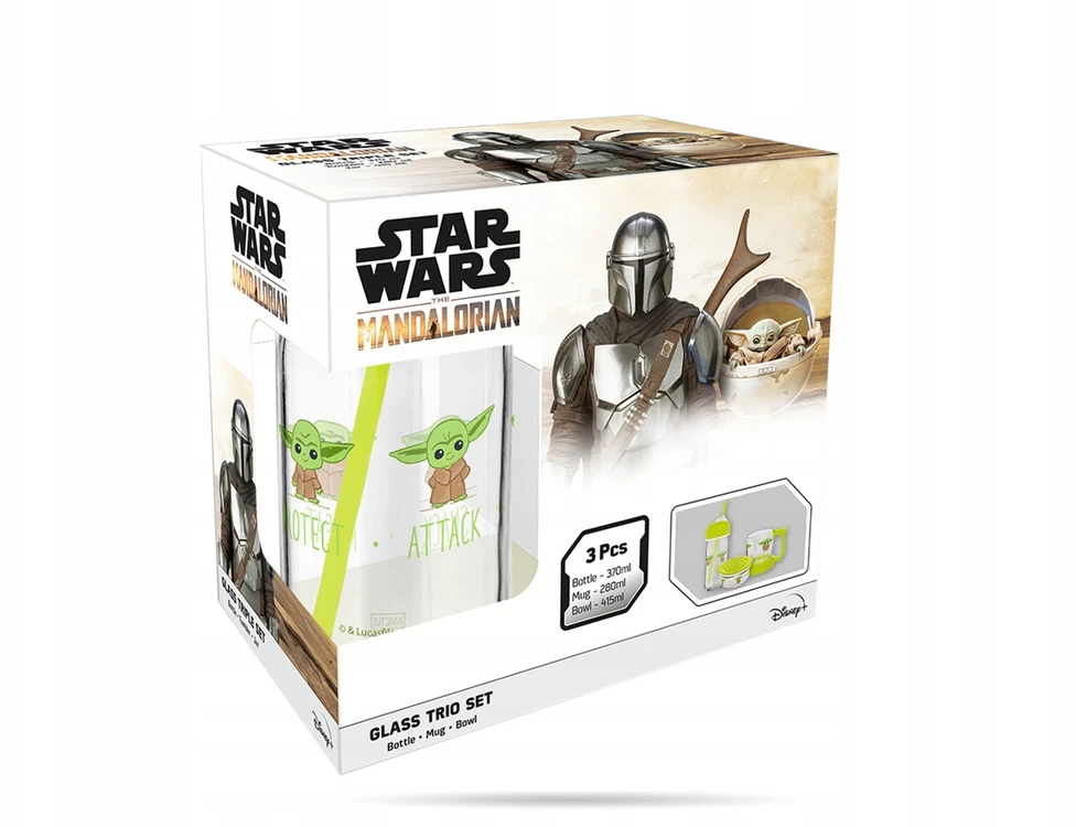 Lunchbox Mandalorian Star Wars stiklo rinkinys TRIO INVICTUS 1928 m
