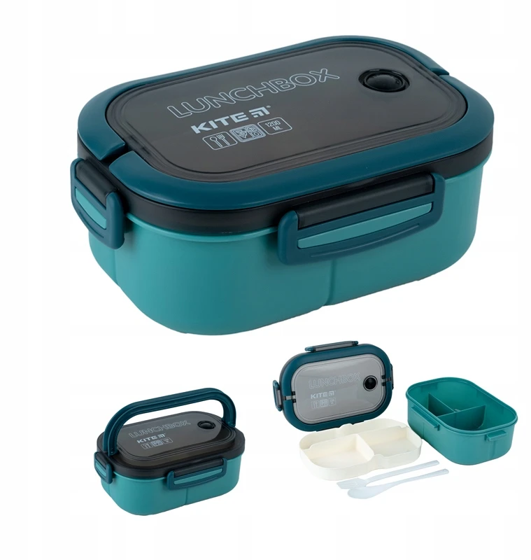Lunchbox su przegródkami 3 komorowy śniadaniówka ze sztućcami 1200ml KITE