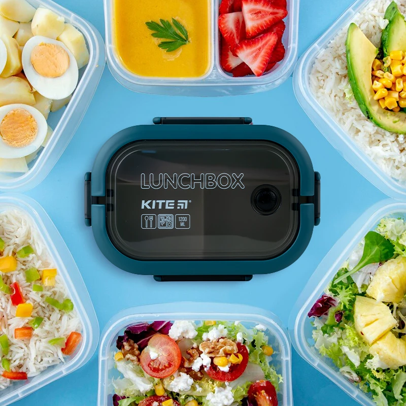 Lunchbox su przegródkami 3 komorowy śniadaniówka ze sztućcami 1200ml KITE