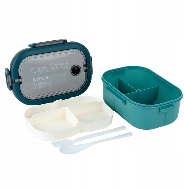 Lunchbox su przegródkami 3 komorowy śniadaniówka ze sztućcami 1200ml KITE