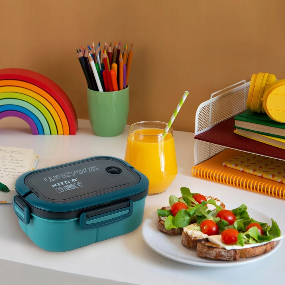 Lunchbox su przegródkami 3 komorowy śniadaniówka ze sztućcami 1200ml KITE