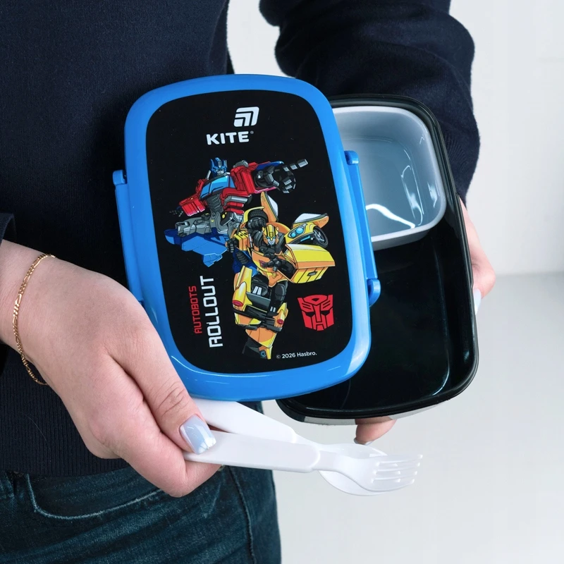Lunchbox ze sztućcami dla chłopców 750 ml do szkoły Transformers Kite
