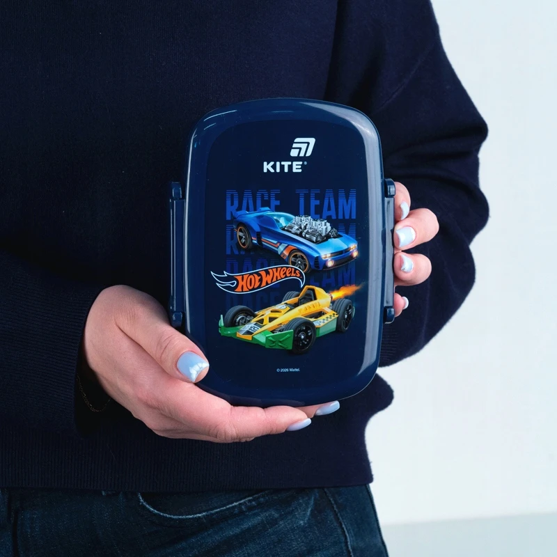 Lunchbox ze sztućcami dla chłopców Hot Wheels su wyposażeniem 750 ml Kite