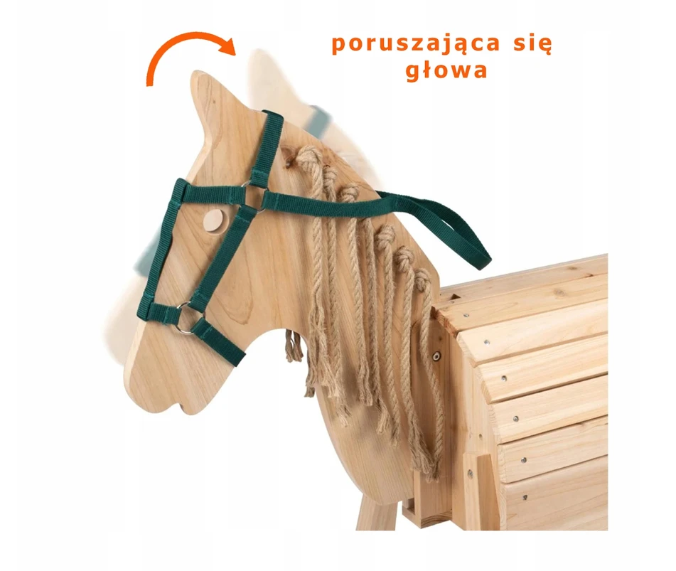 Lupilu Medinis sodo arkliukas vaikiškas, 100 cm, kilnojama galva, DIDELIS GARVĖLĖ