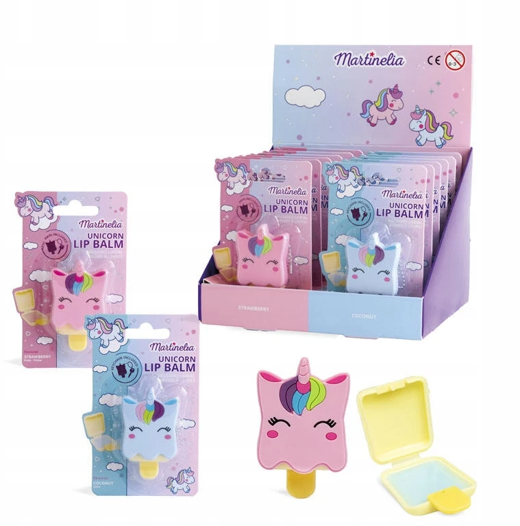 Lūpų balzamas su raktų pakabuku vaikams Martinelia Unicorn, 1 vnt., įvairių spalvų