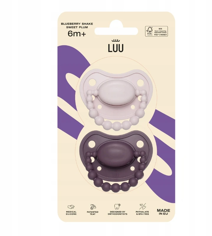 Bibs LUU Vaikų padėties nustatymo čiulptukų rinkinys Blueberry Shake ir Sweet Plum 6m+