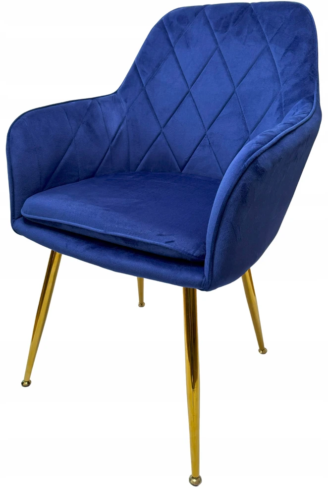 Lux Dom Furniture KĖDĖ SU PAGALVE VALGOMUI SVETAINEI Veliūras, NAVY MĖLYNA, AUKSINĖS KOJOS