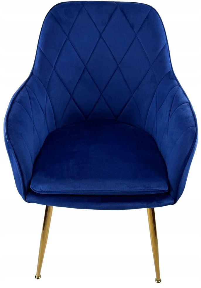 Lux Dom Furniture KĖDĖ SU PAGALVE VALGOMUI SVETAINEI Veliūras, NAVY MĖLYNA, AUKSINĖS KOJOS