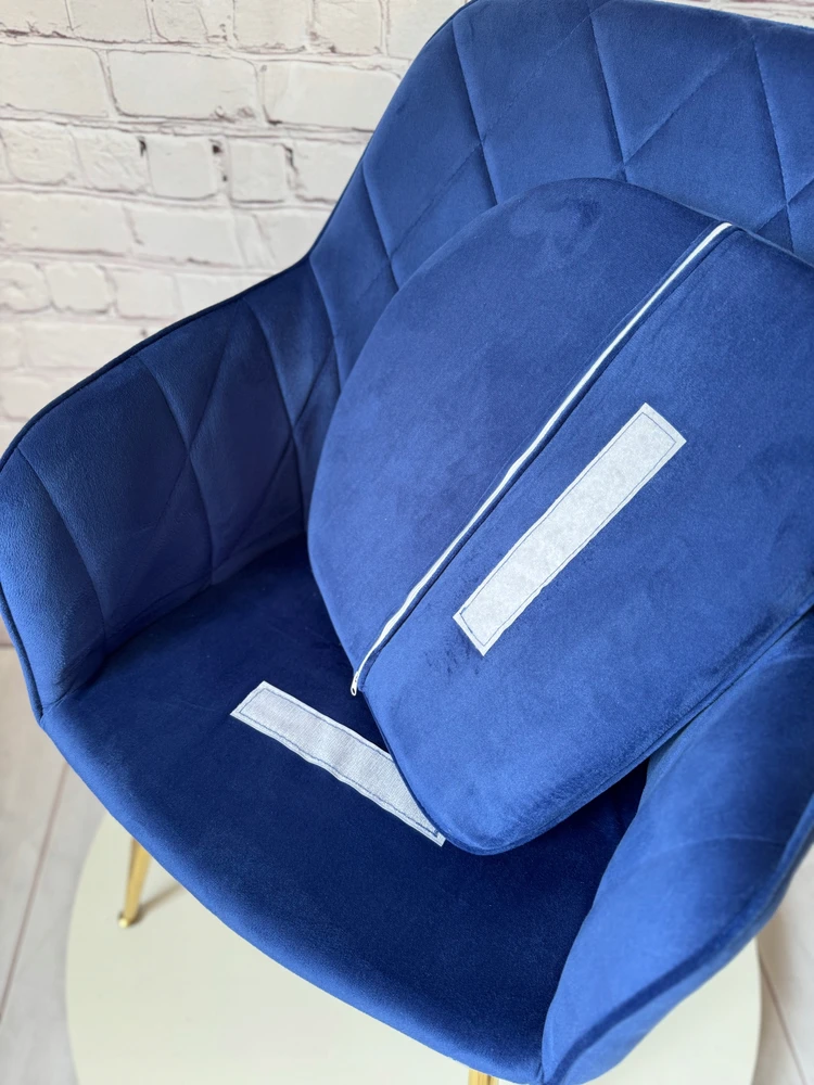 Lux Dom Furniture KĖDĖ SU PAGALVE VALGOMUI SVETAINEI Veliūras, NAVY MĖLYNA, AUKSINĖS KOJOS