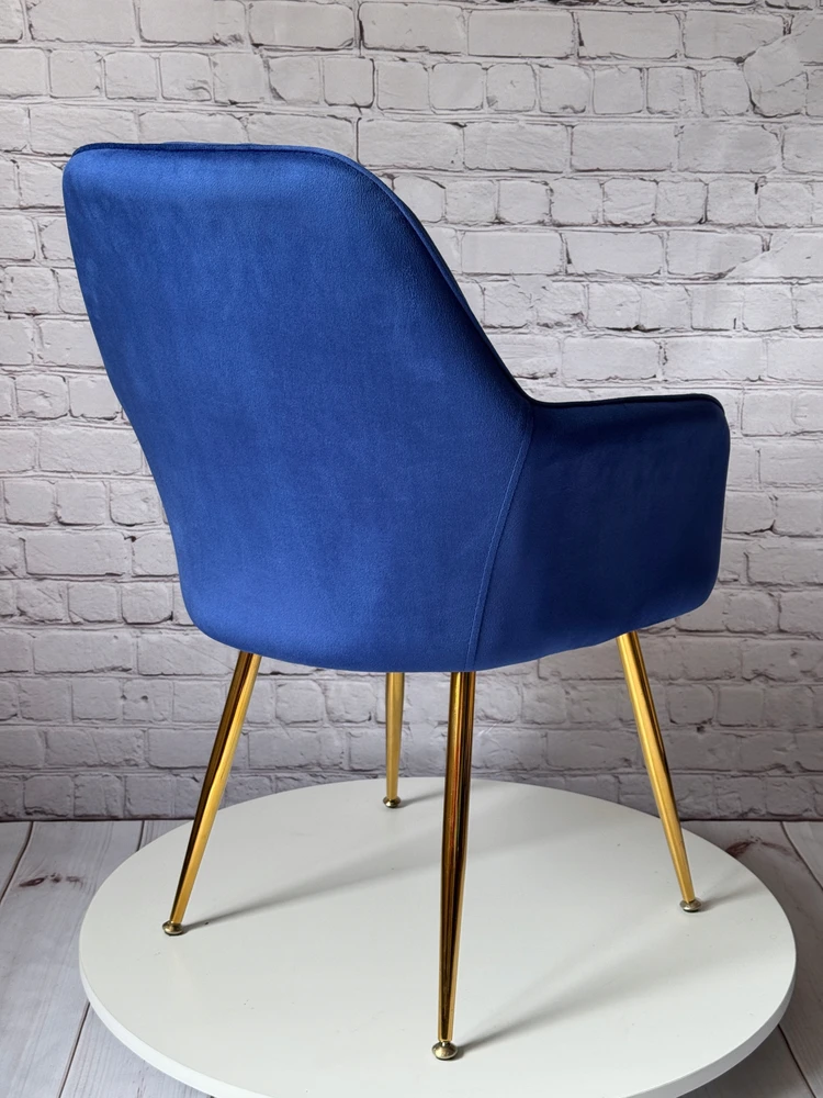 Lux Dom Furniture KĖDĖ SU PAGALVE VALGOMUI SVETAINEI Veliūras, NAVY MĖLYNA, AUKSINĖS KOJOS