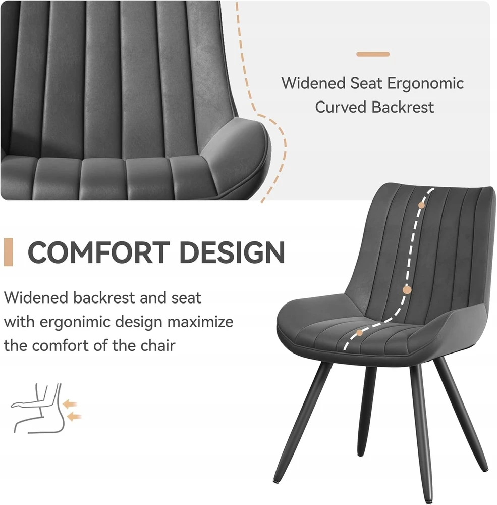 Lux Dom Furniture TAMSIAI PILKA KĖDĖ svetainei, valgomajam, virtuvei, mansardai, MODERNA