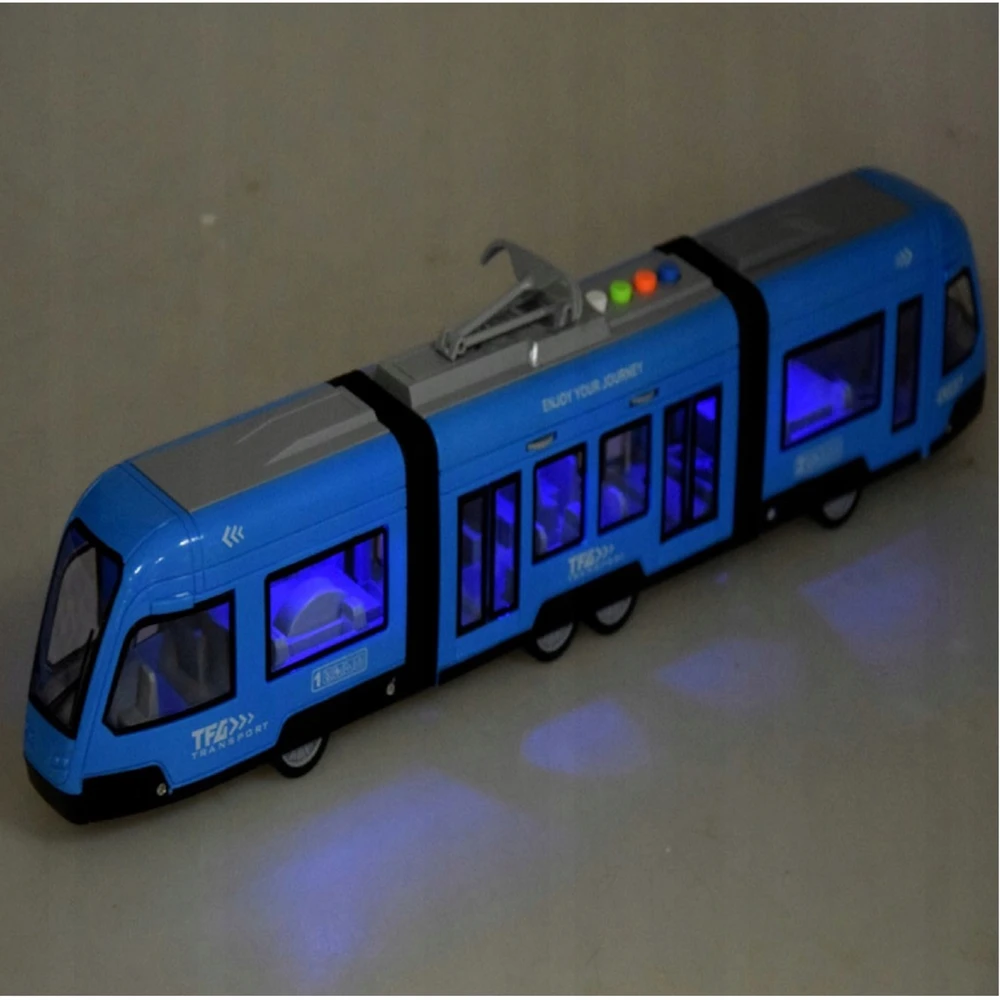 Luxma Didelis mėlynas tramvajus su garsu ir šviesomis, 44 cm