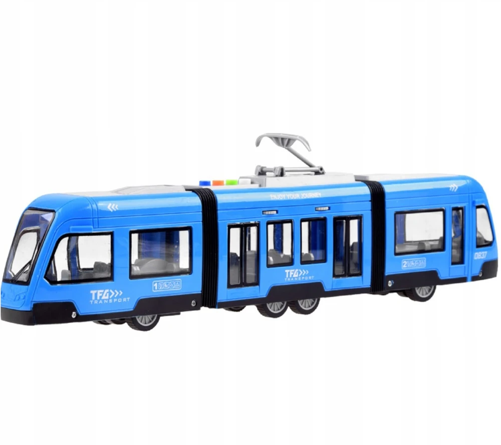 Luxma Didelis mėlynas tramvajus su garsu ir šviesomis, 44 cm