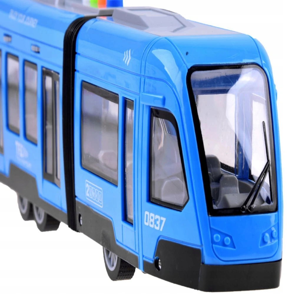Luxma Didelis mėlynas tramvajus su garsu ir šviesomis, 44 cm