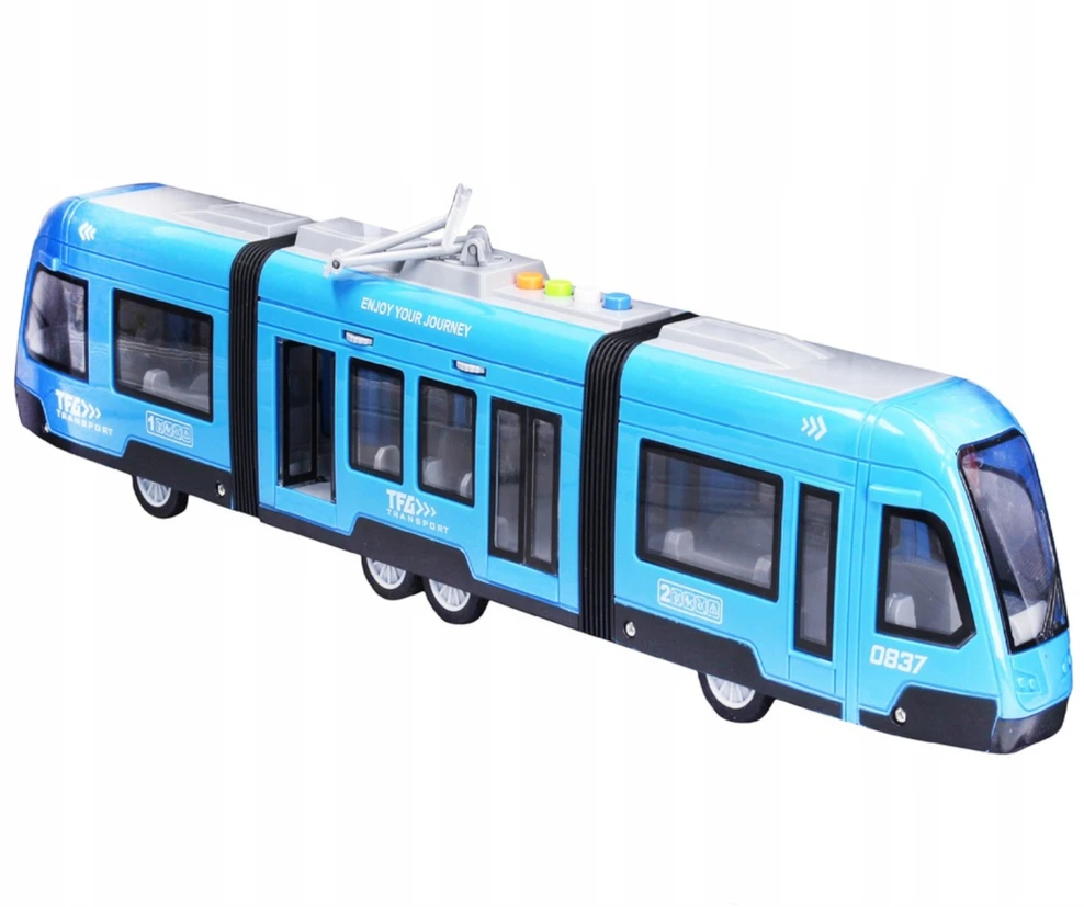 Luxma Didelis mėlynas tramvajus su garsu ir šviesomis, 44 cm