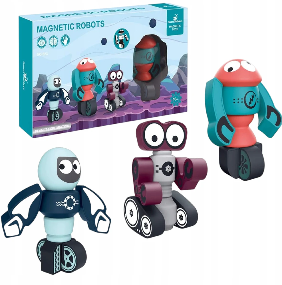 Luxma Magnetinės kaladėlės vaikams, robotai, 21 elementas, erdvės pramogos