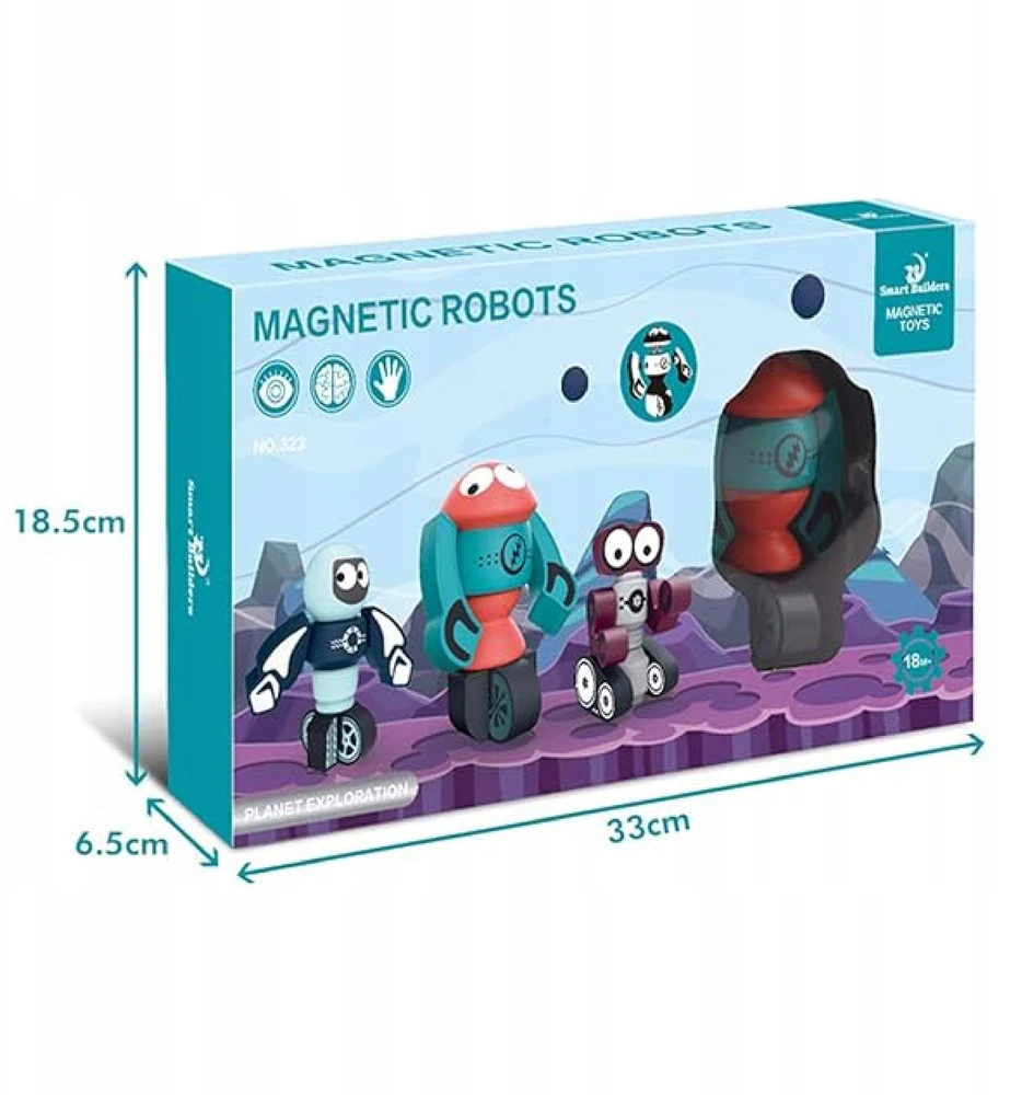 Luxma Magnetinės kaladėlės vaikams, robotai, 21 elementas, erdvės pramogos