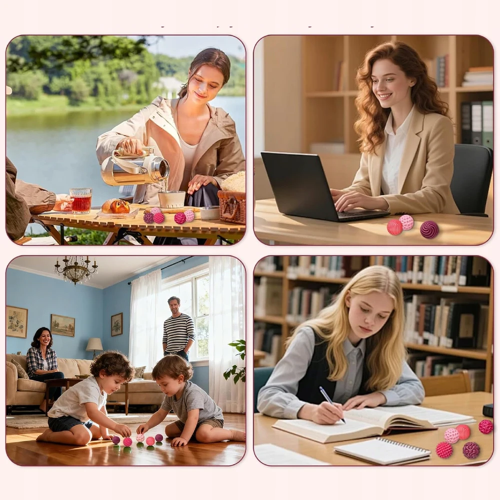 Luxma Magnetiniai antistresiniai sensoriniai kamuoliukai su dėklu ADHD ASD SI 8 vnt, rožinės spalvos