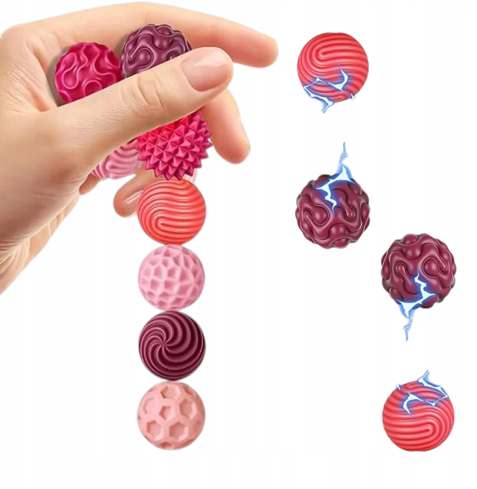 Luxma Magnetiniai antistresiniai sensoriniai kamuoliukai su dėklu ADHD ASD SI 8 vnt, rožinės spalvos