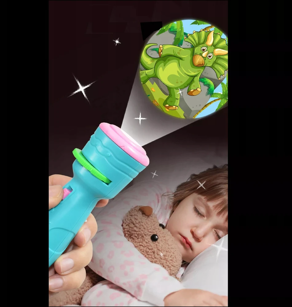 Luxma Mini 2in1 rankinis projektorius, mėlynas žibintuvėlis vaikams