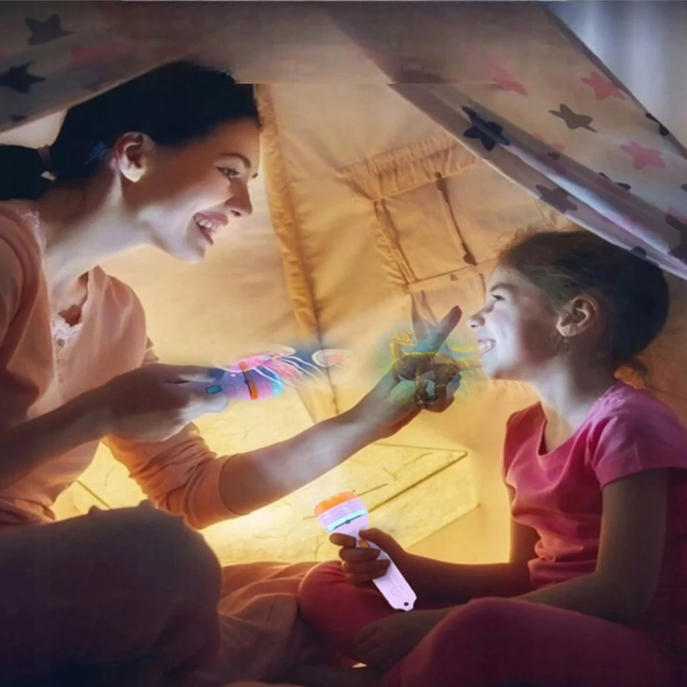 Luxma Mini rankinis projektorinis žibintuvėlis 2in1 mėlynas vaikams 7606N