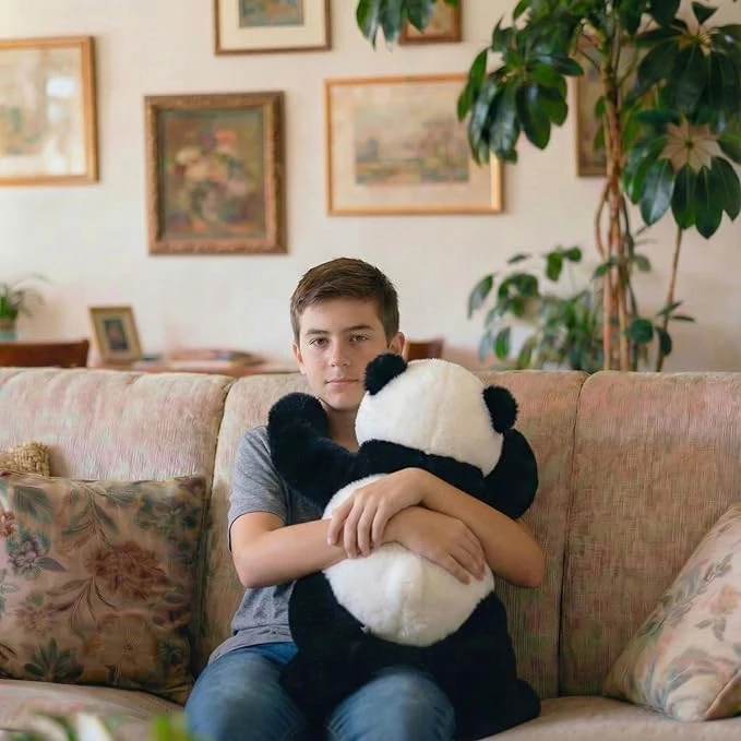 Luxma Panda svertinis meškiukas 65 cm terapinis pliušinis žaislas 1kg ADHD autizmo stresas