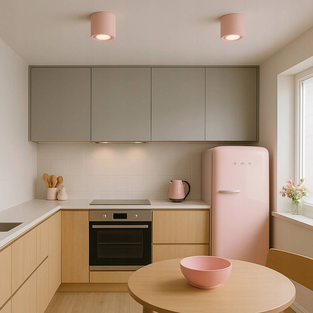 Luxolar Lampa Sufitowa Natynkowa GU10 LED Spot Ruchoma Różowa TUBA