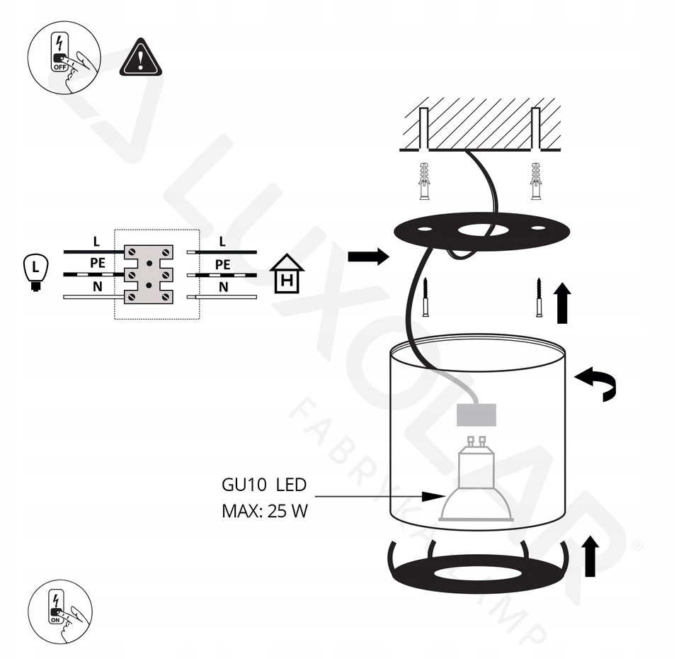 Luxolar Lampa Sufitowa Natynkowa GU10 LED Spot Ruchoma Różowa TUBA