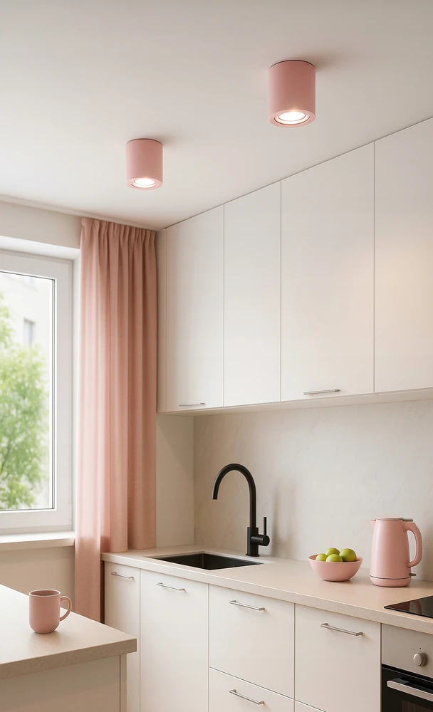 Luxolar Lampa Sufitowa Natynkowa GU10 LED Spot Ruchoma Różowa TUBA