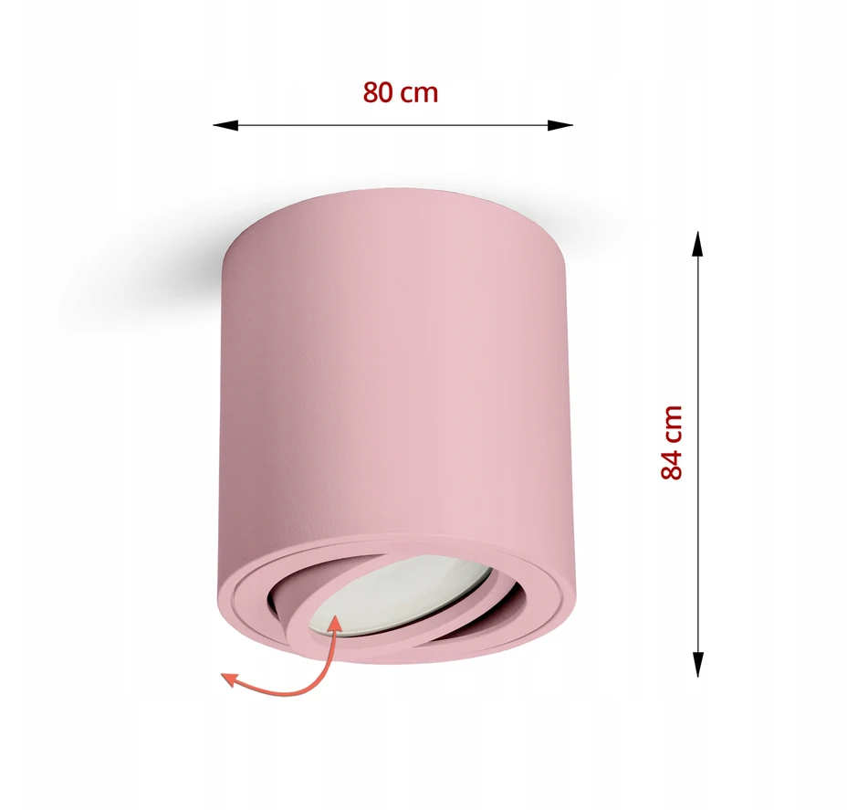 Luxolar Lampa Sufitowa Natynkowa GU10 LED Spot Ruchoma Różowa TUBA