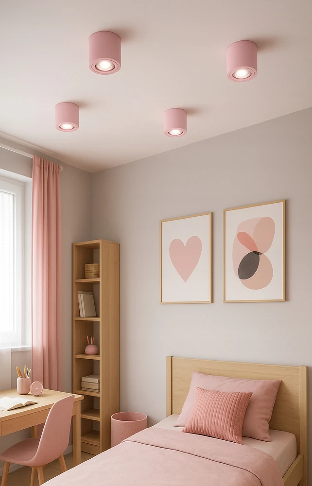 Luxolar Lampa Sufitowa Natynkowa GU10 LED Spot Ruchoma Różowa TUBA