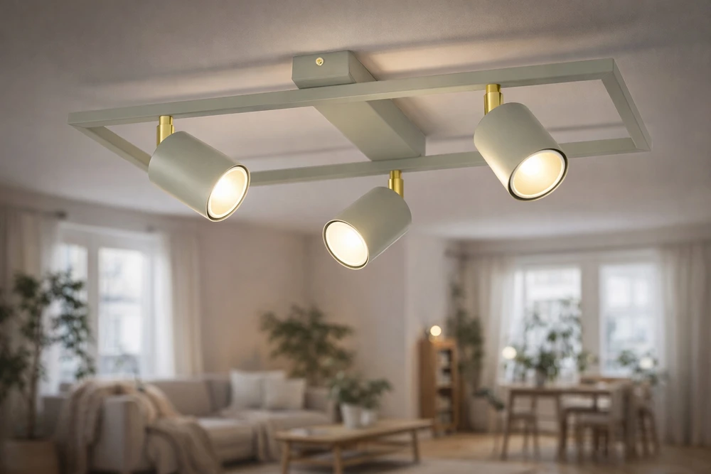 Luxolar Lampa Sufitowa Ramka 3xGU10 Szałwia Oliwka Złota Ruchoma Salon Viryklė