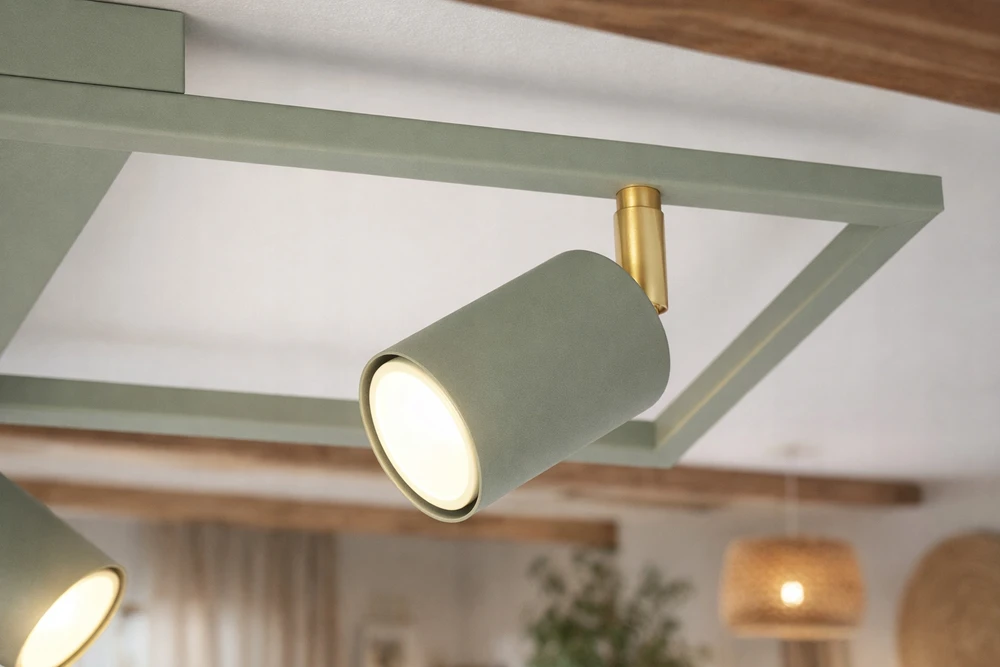 Luxolar Lampa Sufitowa Ramka 3xGU10 Szałwia Oliwka Złota Ruchoma Salon Viryklė