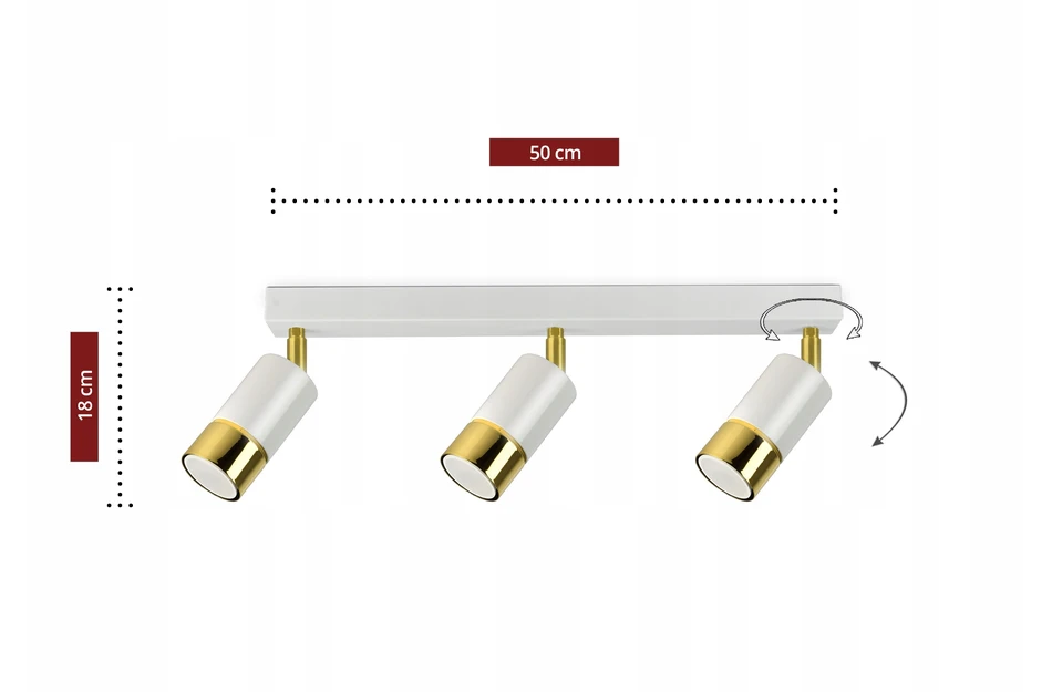 Luxolar Lampa Sufitowa SPOT Tuby Metal Balta Złot LED GU10